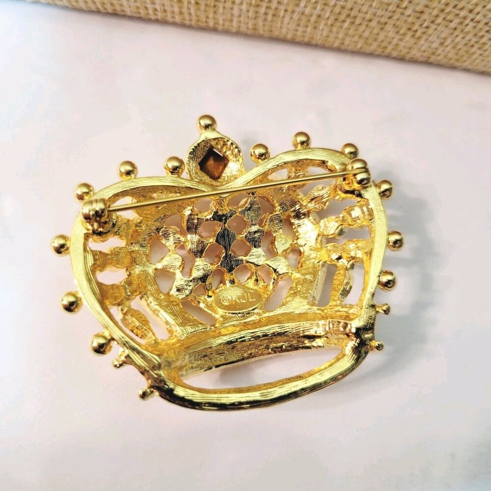 Vtg Kjl Kenneth J. Lane Signed Rhinestone Royal C… - image 5